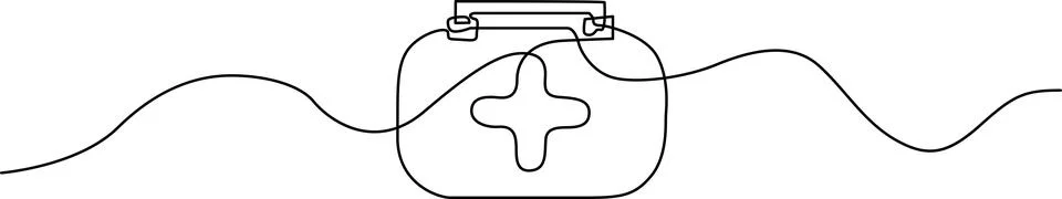Illustration of continuous line drawing of a first aid kit Stock Illustration