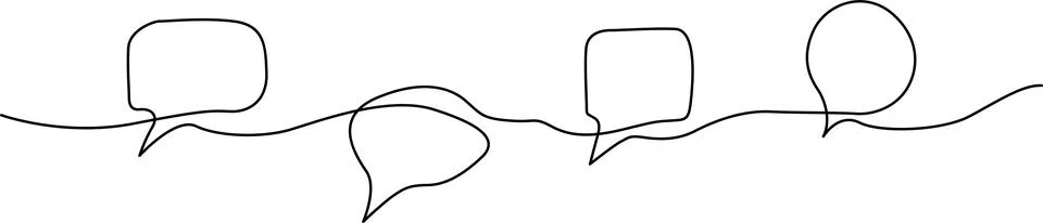 Illustration of continuous line drawing of speech bubbles Stock Illustration