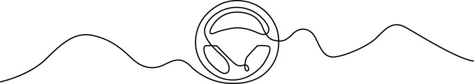 Illustration of continuous single line drawing of a car steering wheel Illustrazione stock