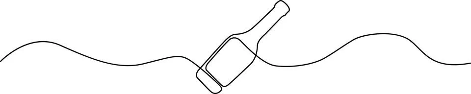 Illustration of continuous single line drawing of a bottle in waves Stock Illustration