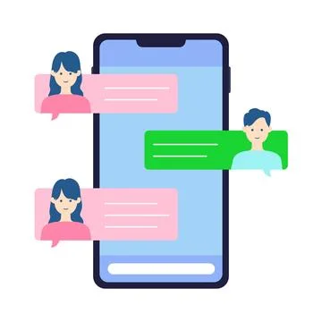Illustration of a conversation on a smartphone Stock Illustration