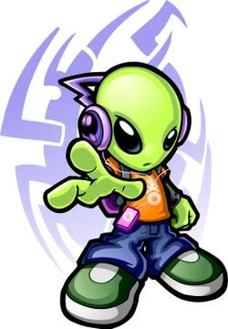 Illustration of Cool Alien, with white background vector-eps Stock Illustration