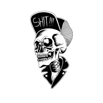Illustration of cool skull with hat vector design Stock Illustration