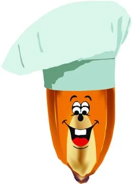 Illustration of corn wearing a cook hat isolated on a white background Stock Illustration