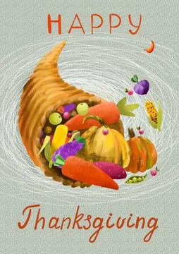 Illustration of a cornucopia  on a thanksgiving Stock Illustration