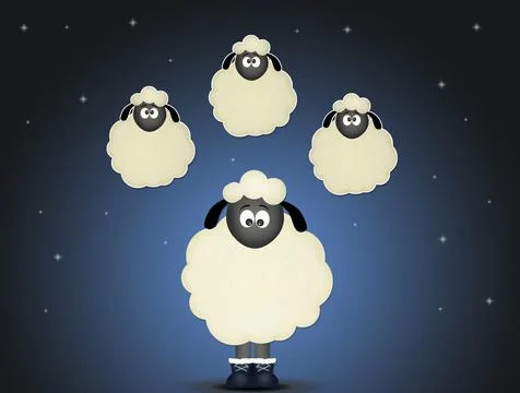Illustration of count the sheep to sleep Stock Illustration
