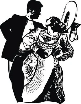 Illustration of Couple dancing Stock Illustration