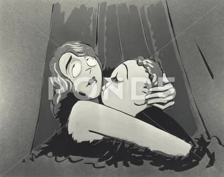 Illustration of couple hugging Stock Illustration