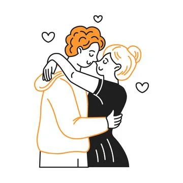 Illustration of a Couple Hugging Lovingly Ilustração Stock
