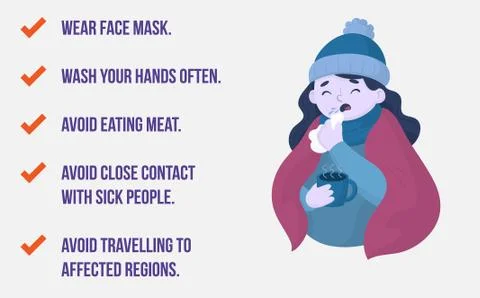 Illustration of COVID 19 - Steps to Avoid the Virus - vector-eps Stock Illustration