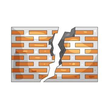 Illustration of Cracked brick wall Ilustração Stock