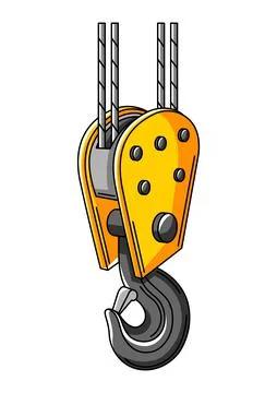 Illustration of crane hook. Housing construction item. Industrial building Ilustración de archivo