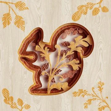 Illustration created with procreate of a squirrel and leaves Stock Photos