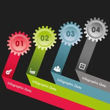 Illustration of creative gears Info-graphics options banner Stock Illustration