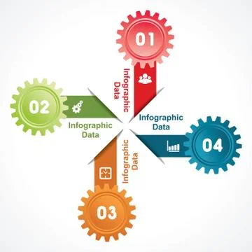 Illustration of creative gears Info-graphics options banner Stock Illustration