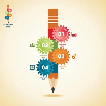 Illustration of creative gears Info-graphics options banner Stock Illustration