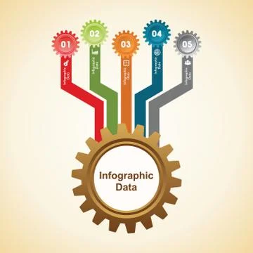 Illustration of creative gears Info-graphics options banner Stock Illustration