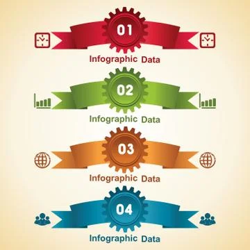 Illustration of creative gears Info-graphics options banner Stock Illustration