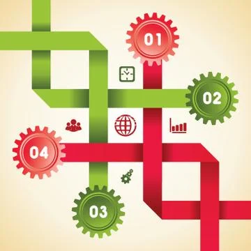 Illustration of creative gears Info-graphics options banner Stock Illustration