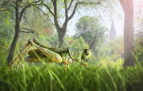 Illustration of cricket in grass Illustrazione stock