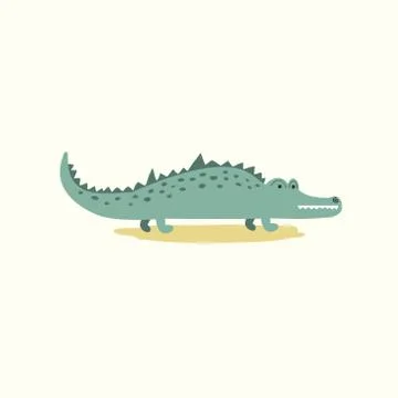 Illustration of a crocodile. Vector drawing of a crocodile in cartoon style.  Stock Illustration