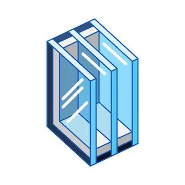 Illustration of cross section double glazed window. PVC plastic or aluminum Ilustración de archivo