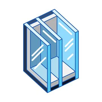 Illustration of cross section double glazed window. PVC plastic or aluminum Ilustración de archivo