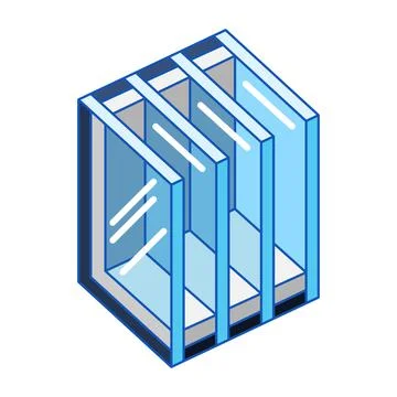 Illustration of cross section double glazed window. PVC plastic or aluminum Ilustración de archivo