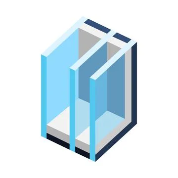 Illustration of cross section double glazed window. PVC plastic or aluminum Ilustración de archivo