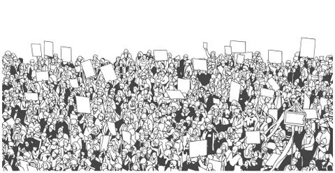 Illustration of crowd protest with blank signs Stock-Illustration