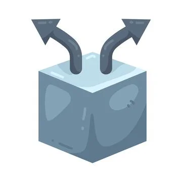Illustration of cube with an arrow out Stock Illustration