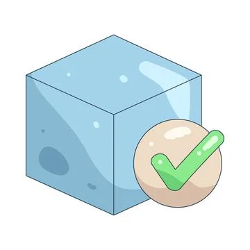 Illustration of cube with a checkmark 스톡 일러스트
