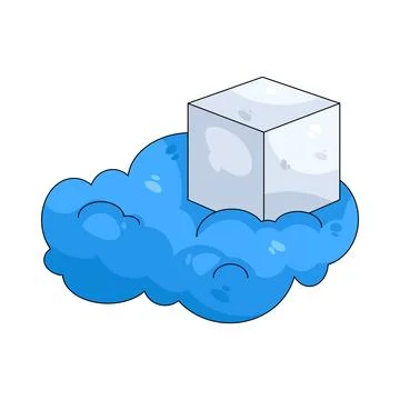 Illustration of cube with a cloud 스톡 일러스트