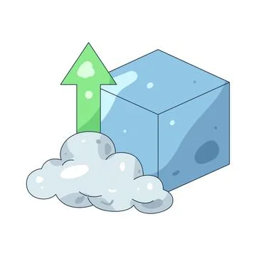 Illustration of cube with a cloud upload arrow Stock Illustration