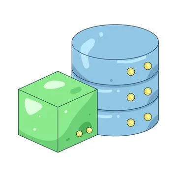 Illustration of cube with a database 스톡 일러스트