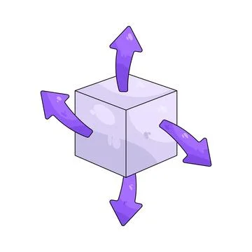 Illustration of cube with directional arrows Stock Illustration