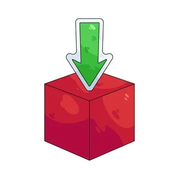 Illustration of cube with a downward arrow 스톡 일러스트