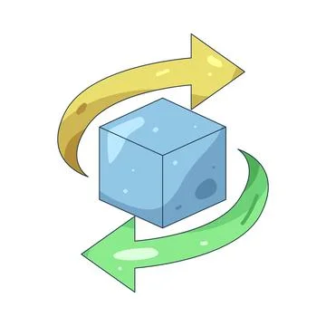 Illustration of cube with flip arrows Stock Illustration