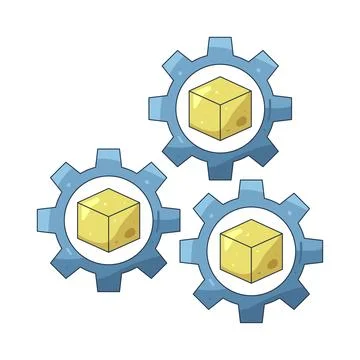 Illustration of cube with a gear Stock Illustration