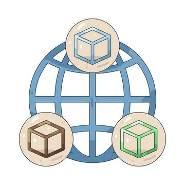 Illustration of cube with a globe Stock Illustration