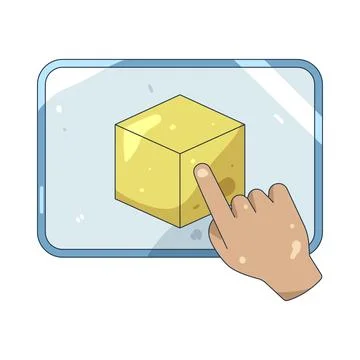 Illustration of cube with a hand pointer Illustrazione stock
