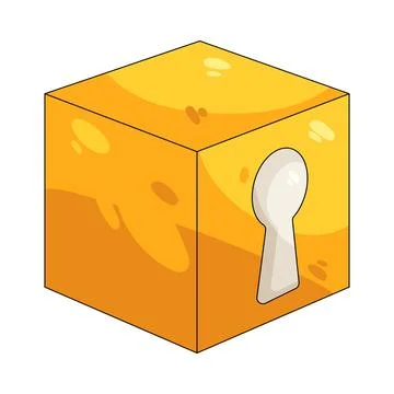 Illustration of cube with a keyhole Stock Illustration