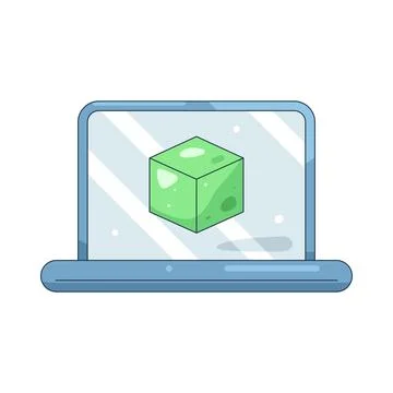 Illustration of cube with a laptop Stock Illustration