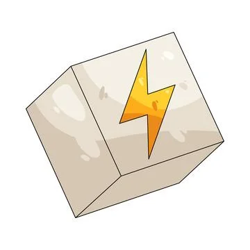 Illustration of cube with a lightning bolt Stock Illustration