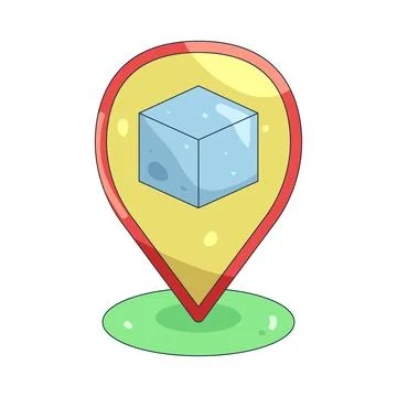Illustration of cube with a map pin Stock-Illustration