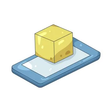 Illustration of cube with a mobile phone Stock Illustration