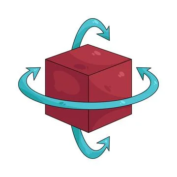 Illustration of cube with orbit arrows Stock Illustration