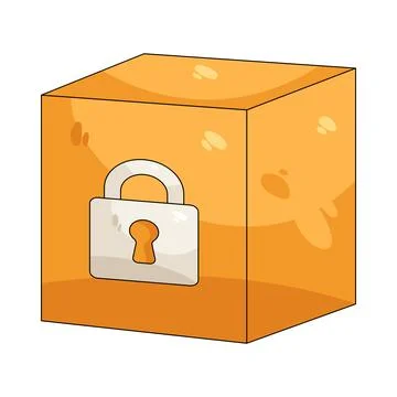 Illustration of cube with a padlock Stock Illustration