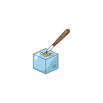 Illustration of cube with a paintbrush Stock Illustration