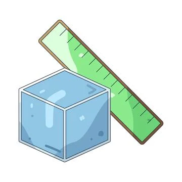 Illustration of cube with a ruler Stock Illustration